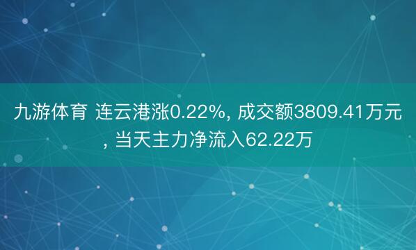 九游体育 连云港涨0.22%， 成交额3809.41万元， 当天主力净流入62.22万