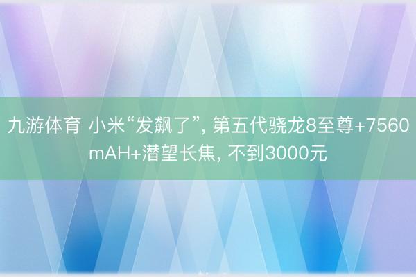 九游体育 小米“发飙了”， 第五代骁龙8至尊+7560mAH+潜望长焦， 不到3000元