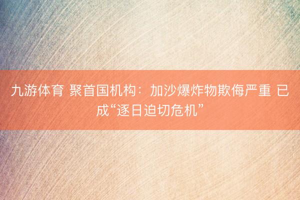 九游体育 聚首国机构:加沙爆炸物欺侮严重 已成“逐日迫切危机”